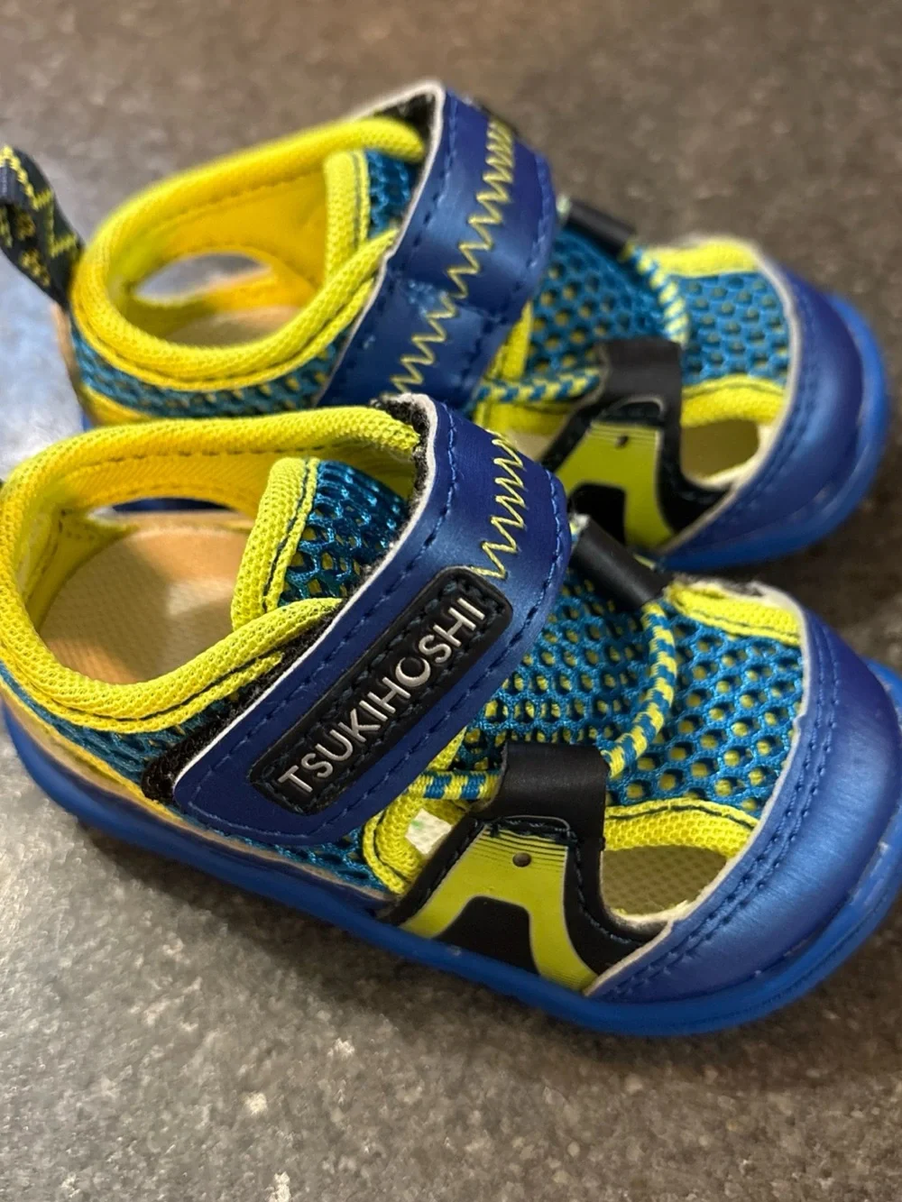 Tsukihoshi Toddler Blue and Yellow Mesh Sneakers